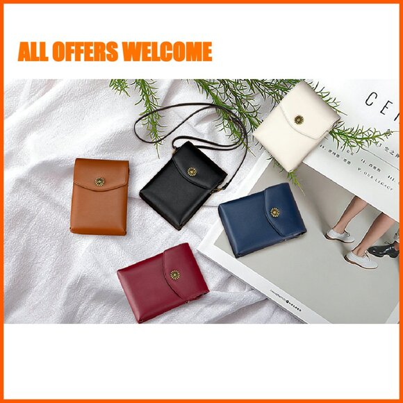 Small Crossbody Phone Bag Vegan Leather Adjustable Strap RFID Wallet Purse - Picture 8 of 8